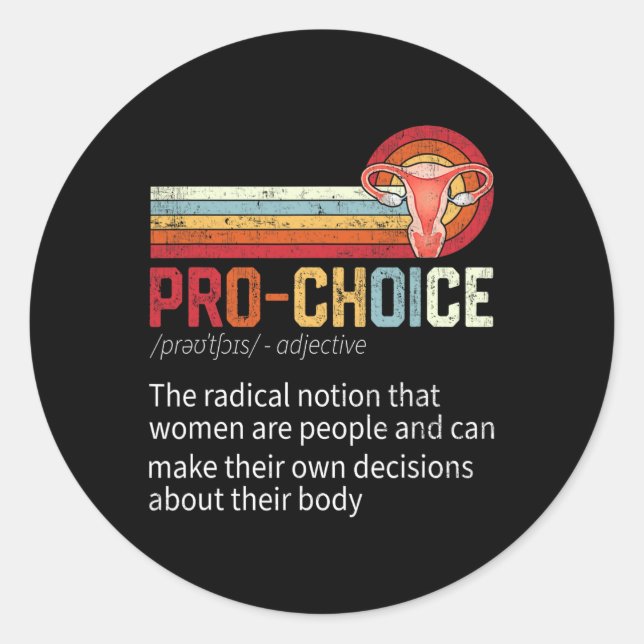 Adesivo Redondo Definição de Escolha Direitos Feministas Engraçado (Frente)