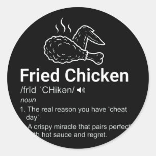 Adesivo Redondo Definição de Frango Frito Dicionário Engraçado Sub