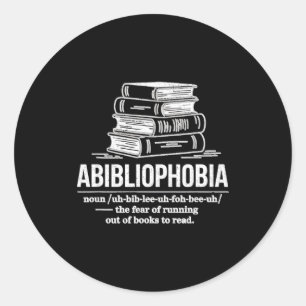 Adesivo Redondo Definição de leitor engraçado Abibliophobia amante