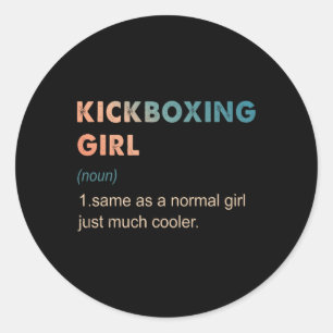 Adesivo Redondo Definição de Menina de Kickboxing Engraçado Amante