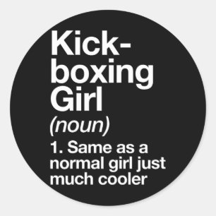 Adesivo Redondo Definição de Menina de Kickboxing Engraçado Esport