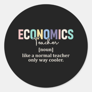 Adesivo Redondo Definição de Professor de Economia Engraçado Retro