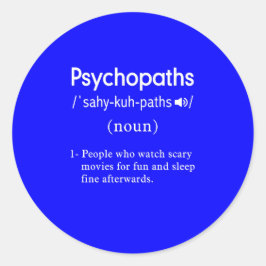 Adesivo Redondo definição de psicopatas engraçados azul