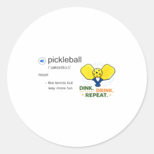 Adesivo Redondo Definição engraçada de pickleball como tênis mas d