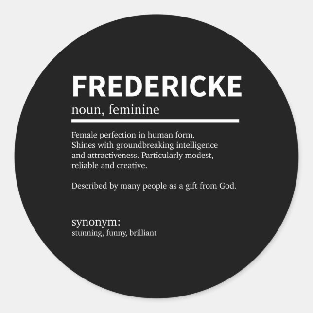 Adesivo Redondo Definição Fredericke Nome Fredericke First (Frente)