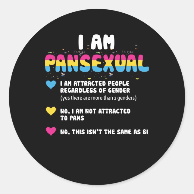 Adesivo Redondo Definição Pansexual - Orgulho gay engraçada LGBT (Frente)