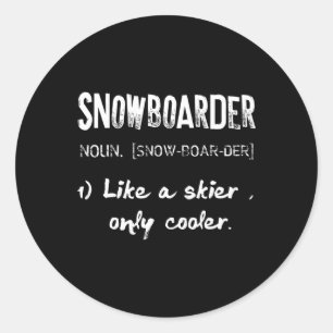 Adesivo Redondo Definição Snowboarder Como Skier Apenas Neve Mais