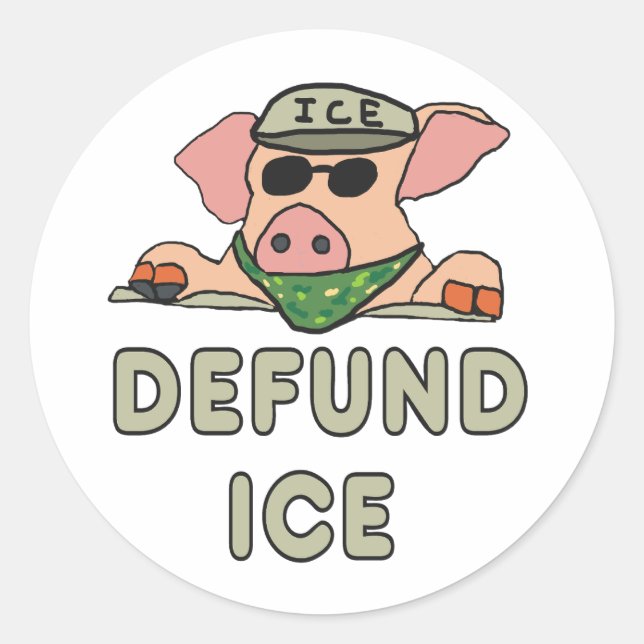 Adesivo Redondo Defund ICE (Frente)