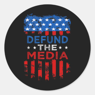 Adesivo Redondo Defund Media Anti-Fake News Defende O Tanque De Mí