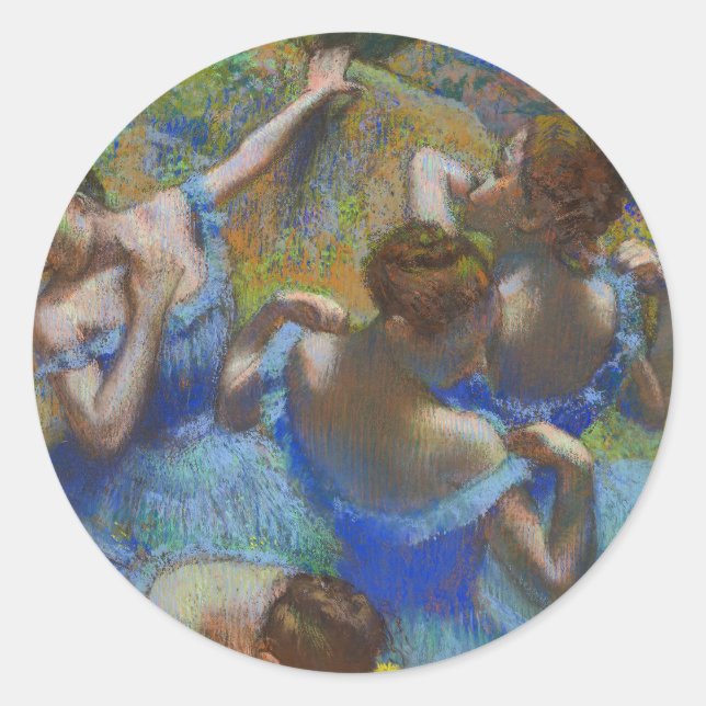 Adesivo Redondo Degas Blue Dancers Pastel Fine Art Masterpiece (Frente)