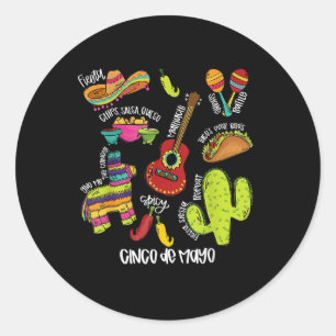 Adesivo Redondo Deixa Fiesta Cinco De Mayo Mexicano Guitar Cactus