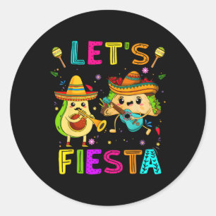 Adesivo Redondo Deixa Fiesta Taco Avocado Engraçado Cinco De Mayo