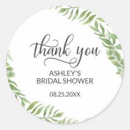 Adesivo Redondo Deixa o Chá de panela de coroa botânica Obrigado