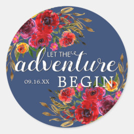 Adesivo Redondo Deixe A Aventura Começar Floral w Data