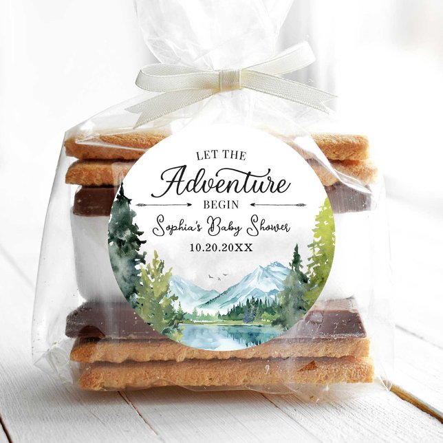 Adesivo Redondo Deixe A Aventura Começar O Chá de fraldas (Criador carregado)