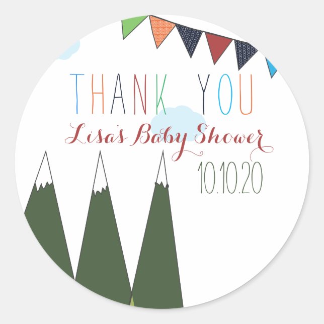 Adesivo Redondo Deixe a empresa começar o Chá de fraldas (Frente)