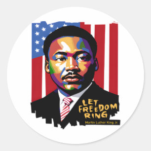 Adesivo Redondo Deixe a liberdade tocar, citação MLK, história neg