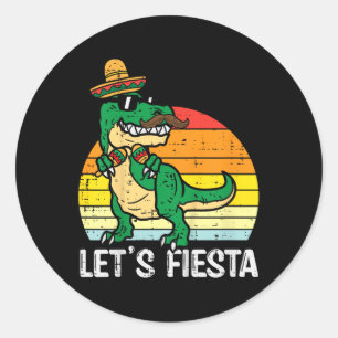 Adesivo Redondo Deixe Fiesta Mexicano Dino Trex Cinco De Mayo Todd