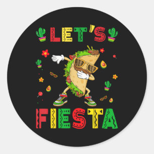 Adesivo Redondo Deixe Fiesta Tacos Dabbing Cinco De Mayo Mexicano