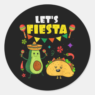 Adesivo Redondo Deixe Fiesta Tacos Partido Mexicano Deixar Fiesta
