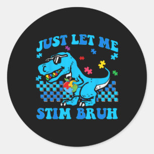 Adesivo Redondo Deixe-Me Estim Bro Autismo Sensibilização Dinossau