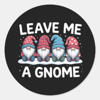 Adesivo Redondo Deixe-me um Gnome Natal Pijama Feriado