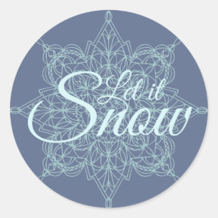 Adesivo Redondo "Deixe nevar" Design de floco de neve em azul