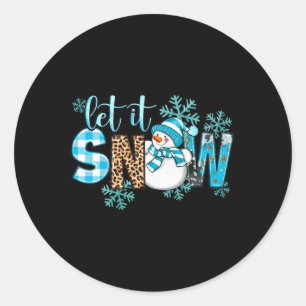 Adesivo Redondo Deixe Nevar Natal Boneco de Neve Flocos de Neve Na