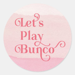 Adesivo Redondo Deixe-nos jogar moderno cor-de-rosa de Bunco