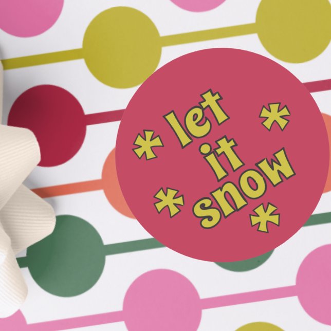 Adesivo Redondo Deixe-o esticar o estilo de colheita de neve deixa (Criador carregado)