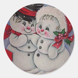 Adesivo Redondo Deixe-o nevar. Snowman, seu Namorada
