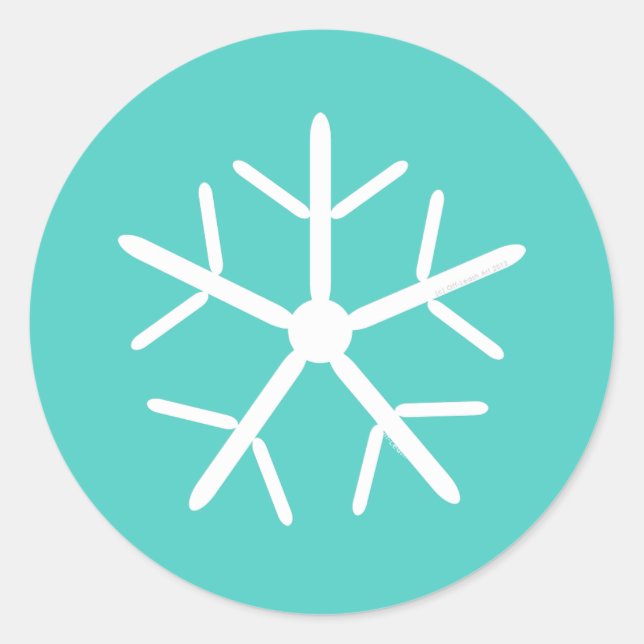Adesivo Redondo Deixe-o nevar turquesa floco de neve (Frente)