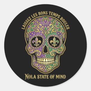 Adesivo Redondo Deixe os Bons Tempos Rolar Nola Sugar Skull Novo