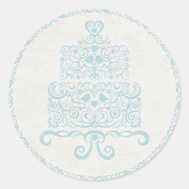 Adesivo Redondo Deixe-Os Comer Vinheta De Bolo - Azul (Frente)