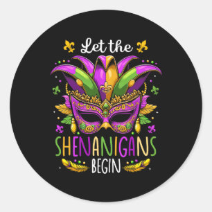 Adesivo Redondo Deixe Os Shenanigans Começarem A Máscara Miçanga M