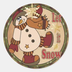 Adesivo Redondo Deixe Snowman nevar
