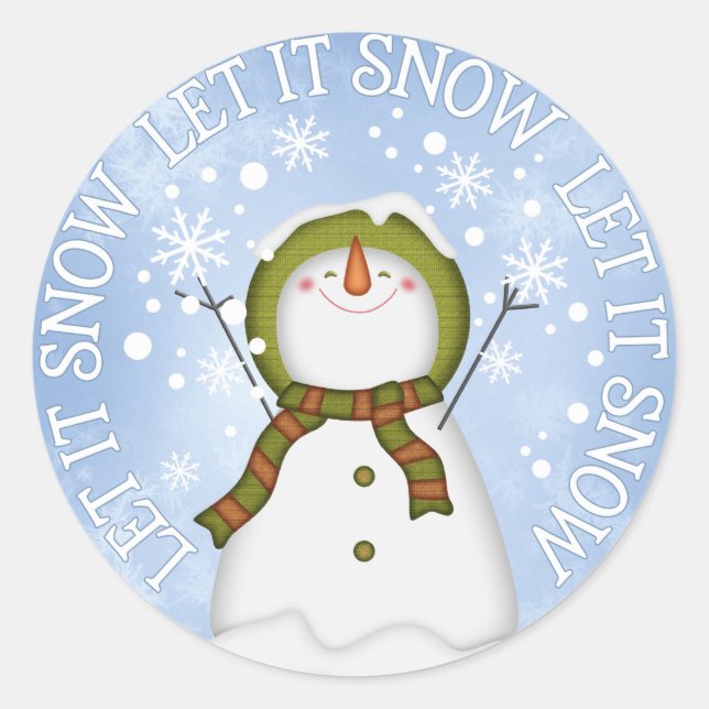Adesivo Redondo Deixe Snowman nevar (Frente)