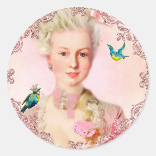 Adesivo Redondo Deixem-nos comer macarões por Paulette Paris (Frente)