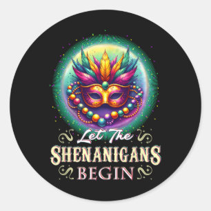 Adesivo Redondo Deixem Os Shenanigans Começar A Roupa Mardi Gras P