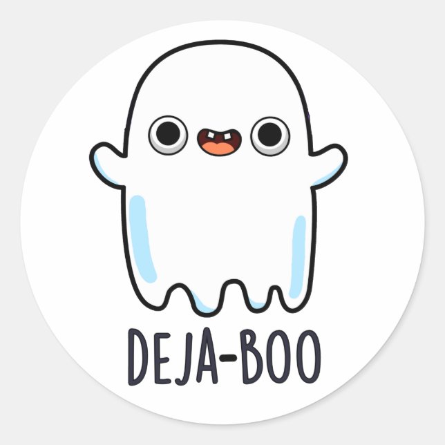 Adesivo Redondo Deja Boo Funny Ghost Pun (Frente)