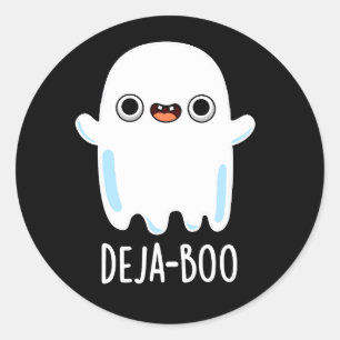 Adesivo Redondo Deja Boo Funny Ghost Pun Dark BG