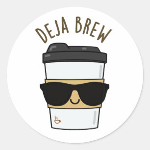 Adesivo Redondo Deja Brew Coffee Pun