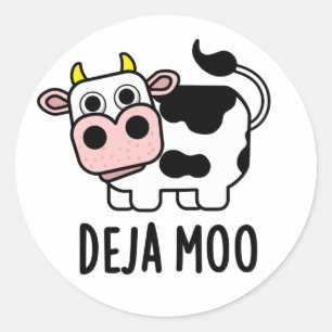 Adesivo Redondo Deja Moo Cute Cow Pun