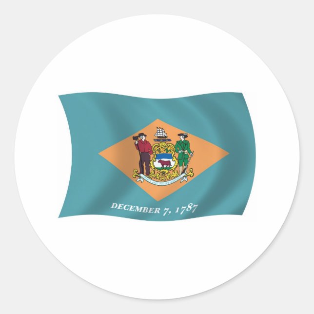 Adesivo Redondo Delaware Flag Sticker (Frente)