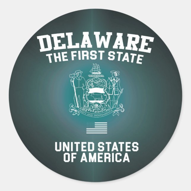 Adesivo Redondo Delaware O Primeiro Estado (Frente)
