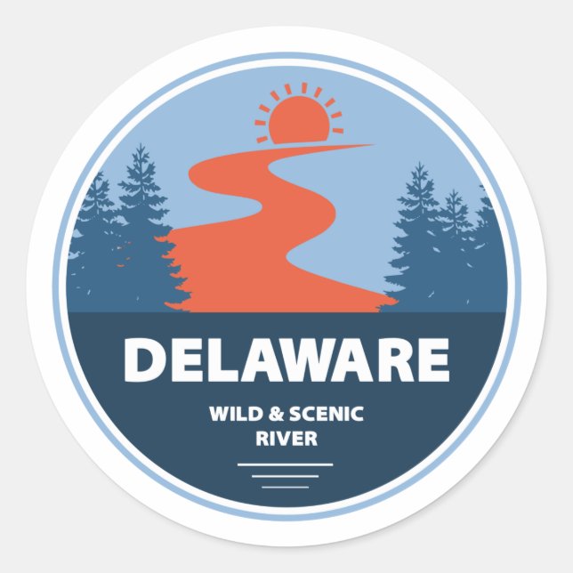 Adesivo Redondo Delaware Wild E Scenic River (Frente)
