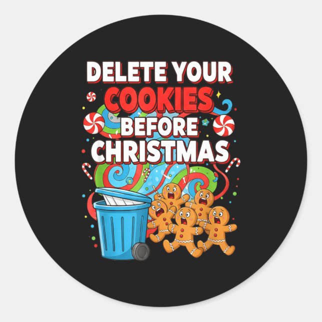 Adesivo Redondo Delete Cookies Funny Christmas Cookie  (Frente)