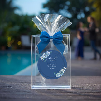 Adesivo Redondo Delft Blue White Chinoiserie Floral Bridal Shower 