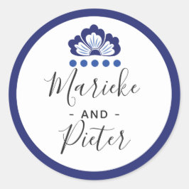 Adesivo Redondo Delfts Blauw Delft Blue Dutch Wedding Personalizad