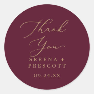 Adesivo Redondo Delicar Burgundy Dourada Obrigado A Favor Do Stick